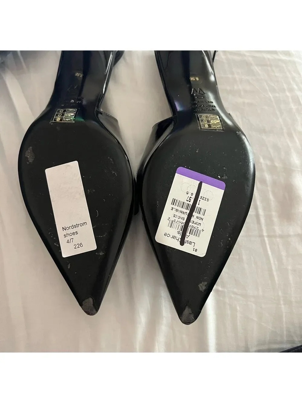 Stuart Weitzman Black Patent Leather Slingback Sovinnie Kitten Heels 8.5